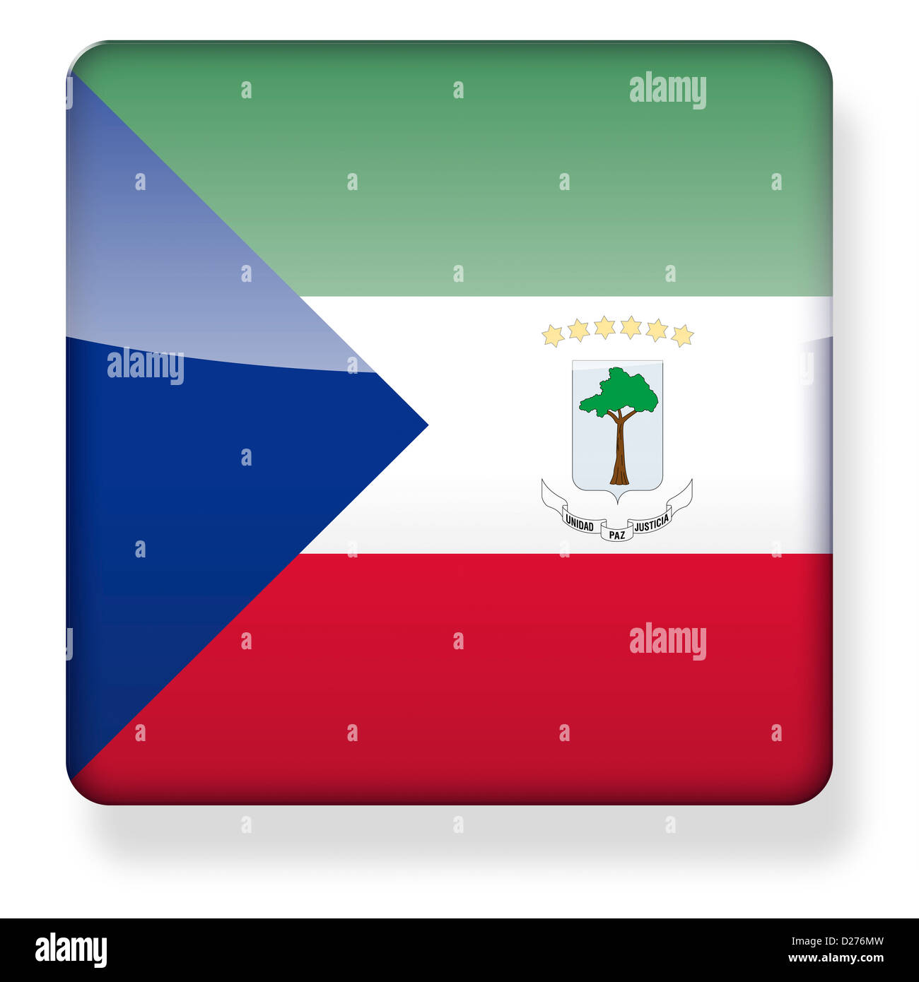 Equatorial Guinea flag as an app icon. Clipping path included. Stock Photo