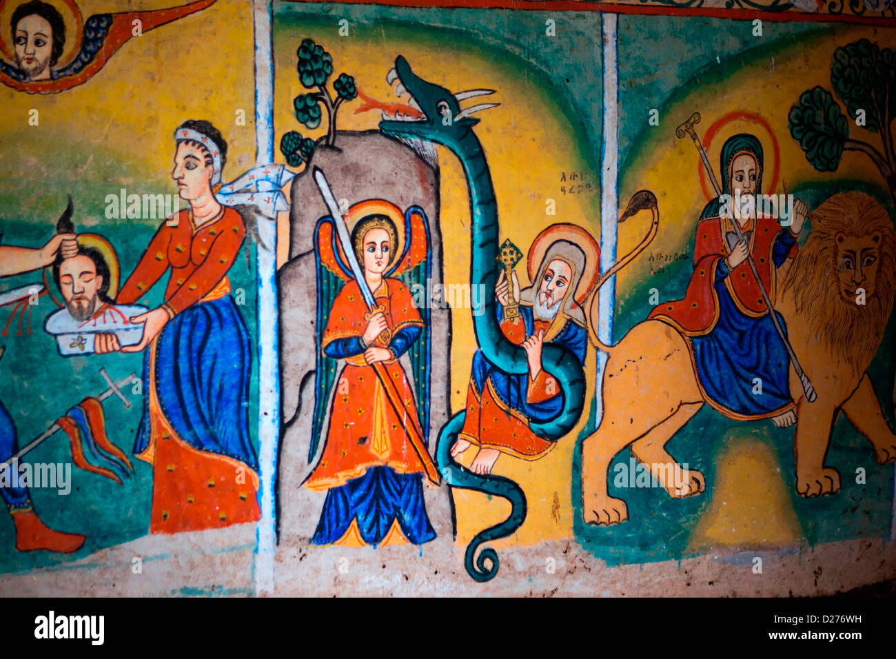 Religious wall painting at Azuwa Maryam on the Zege Pennisula, Lake