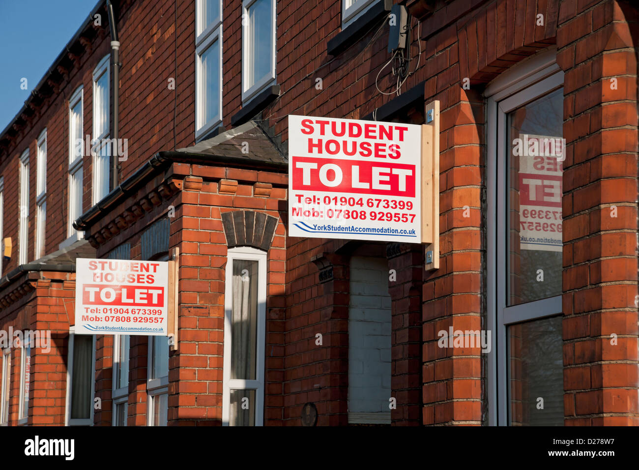 Close up of Student Students accommodation house houses to let signs sign York North Yorkshire England UK United Kingdom GB Great Britain Stock Photo