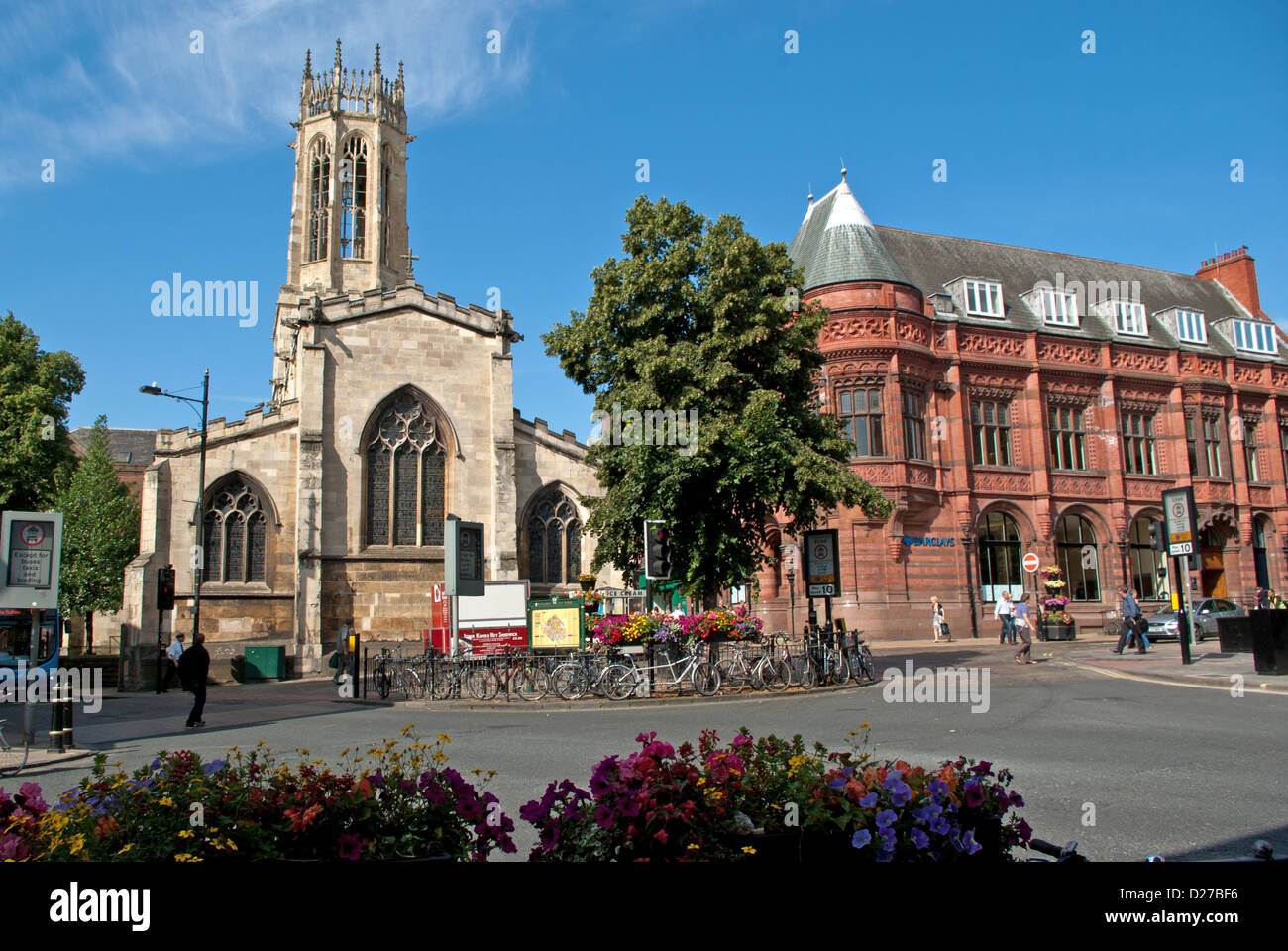 York All Saints Pavement church and the Barclays building Stock Photo