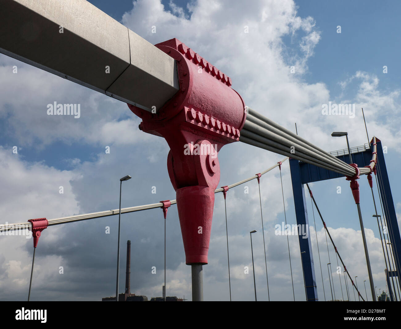 Friedrich-Ebert-Bridge over the River Rhine near Duisburg, Nordrhein-Westfalen, Germany Stock Photo