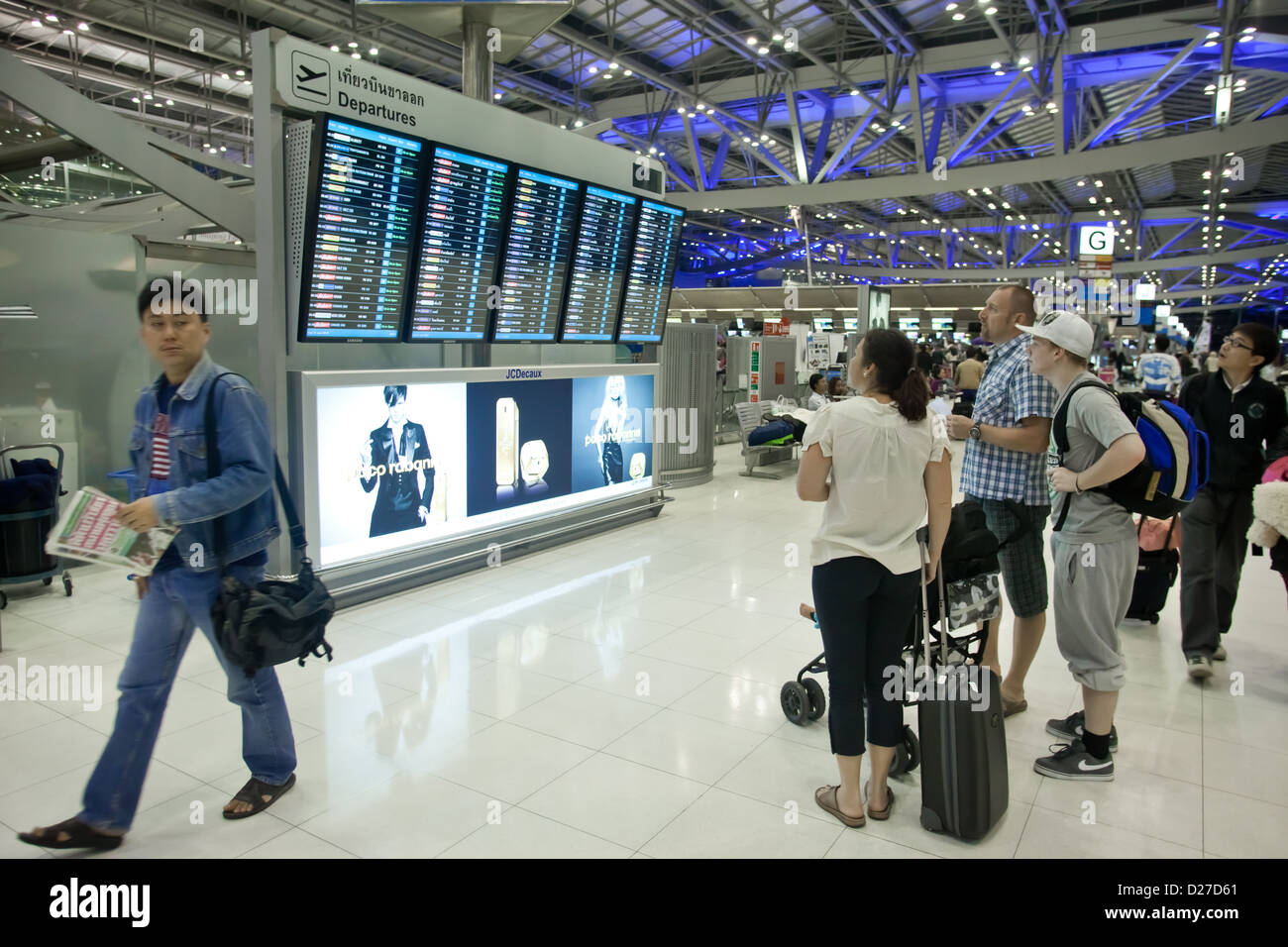 Bangkok January 17 People In Front Of Departures Board Of Bangkok Airport On January 17 2012 Stock Photo Alamy