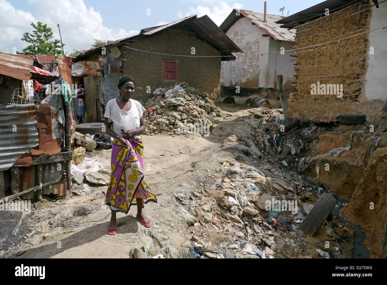 KENYA Scenes in the slum of Bangladesh. Mombasa. photo by Sean Sprague Stock Photo