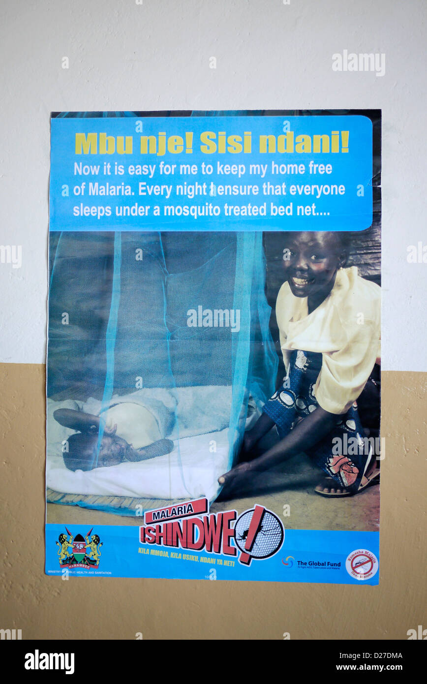 KENYA Saint Patrick's clinic, Bangladesh, poster: 'use mosquito net!' Mombasa. photo by Sean Sprague Stock Photo