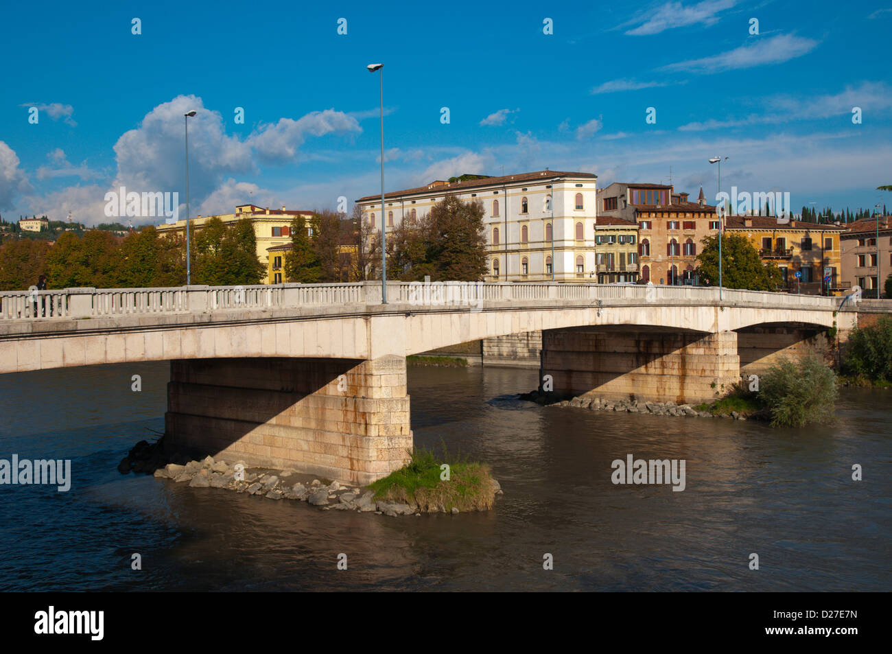Ponte Nuovo bridge central Verona city the Veneto region Italy Europe Stock Photo