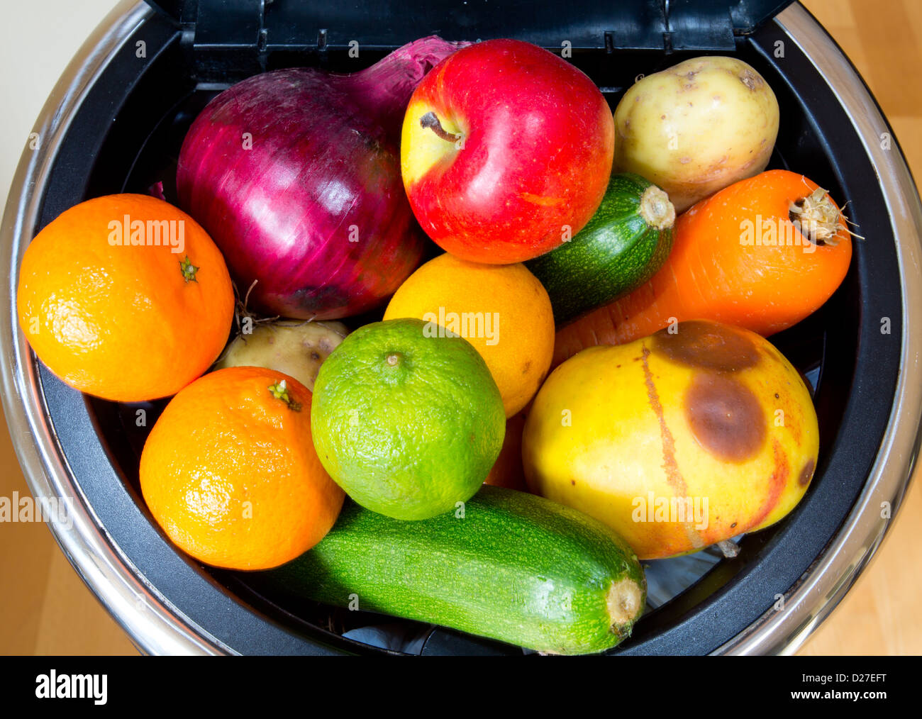 Bin full of food Stock Photo