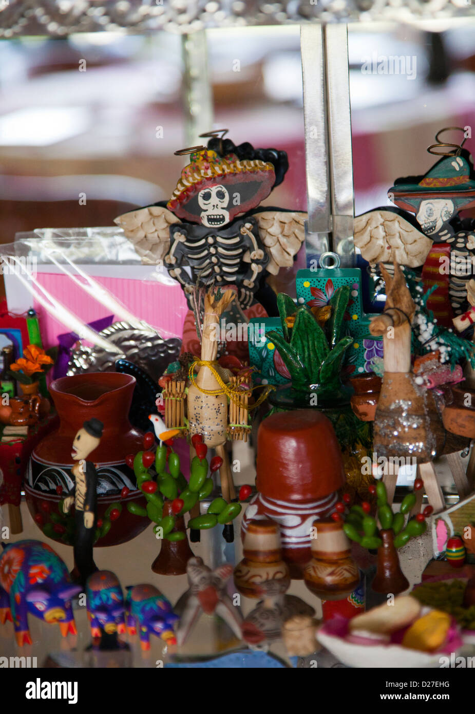 Collection of Day of the Dead models and figurines in Cabinet - Mexico