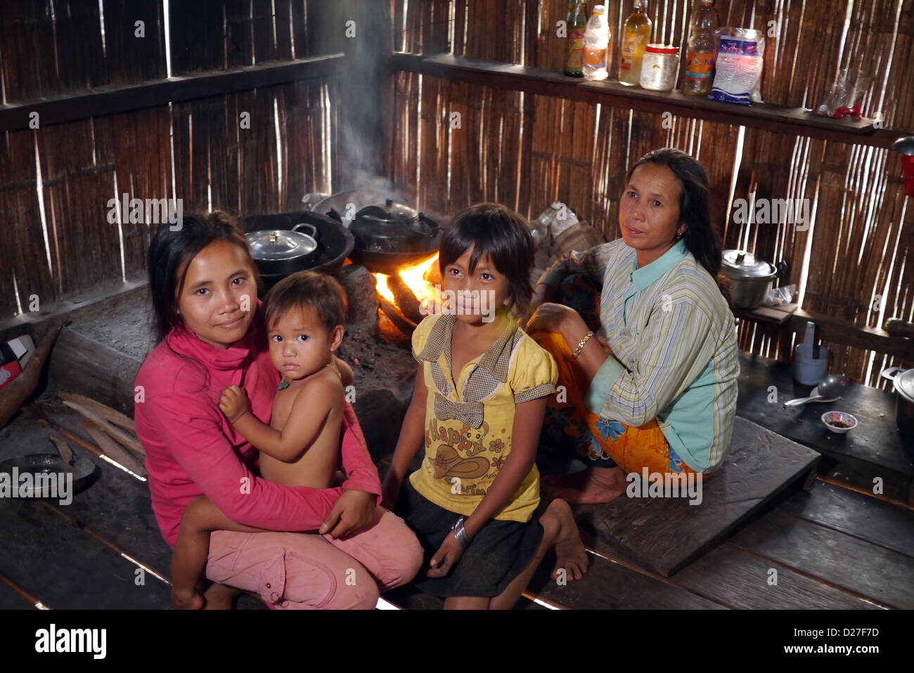 Cambodia a rural kitchen with open fire Stock Photo Alamy