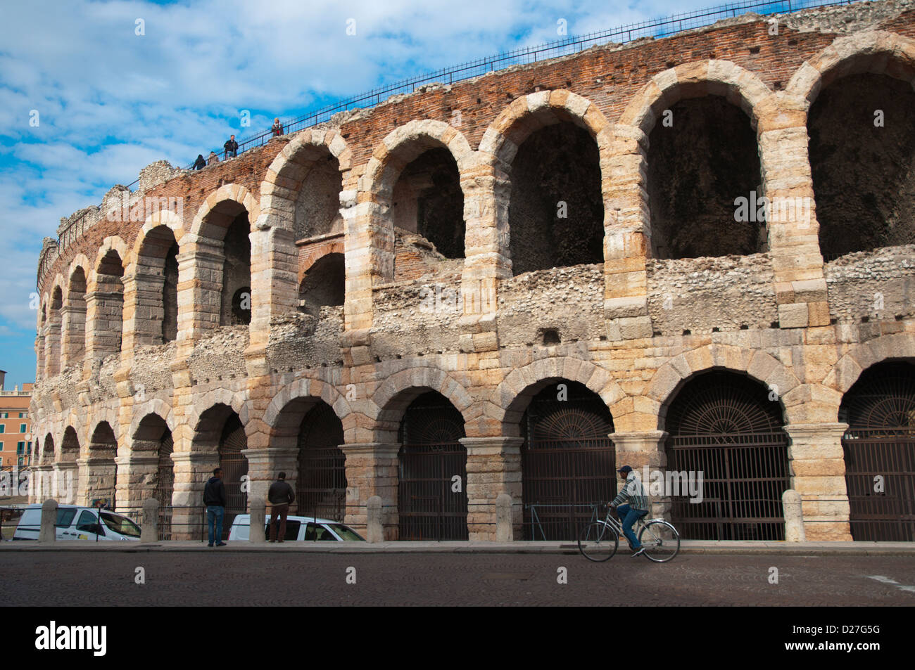 Arena the Roman amphitheatre Piazza Bra square in the historical centre of Verona city the Veneto region northern Italy Europe Stock Photo