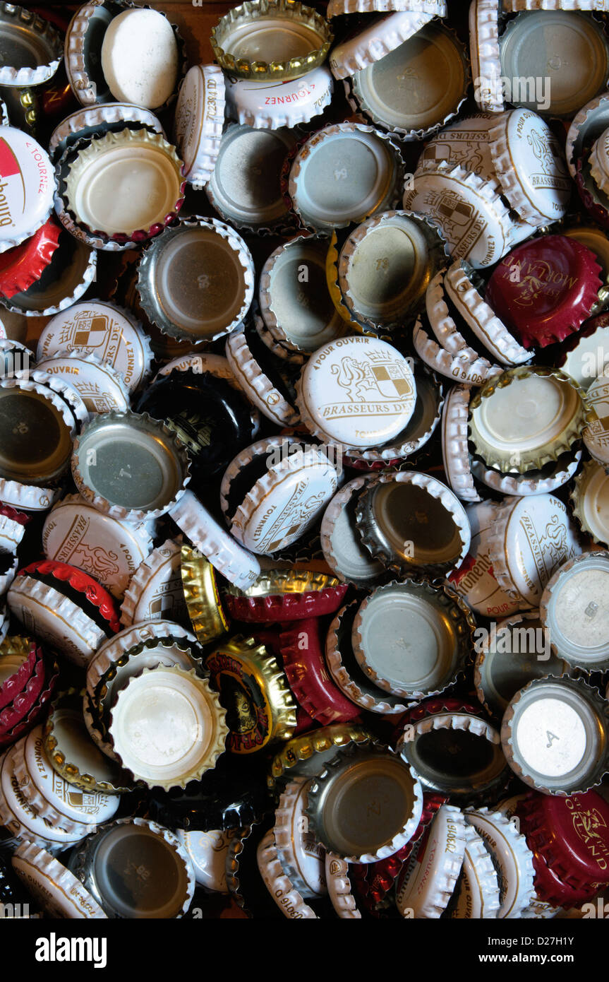 A pile of beer bottle tops Stock Photo Alamy