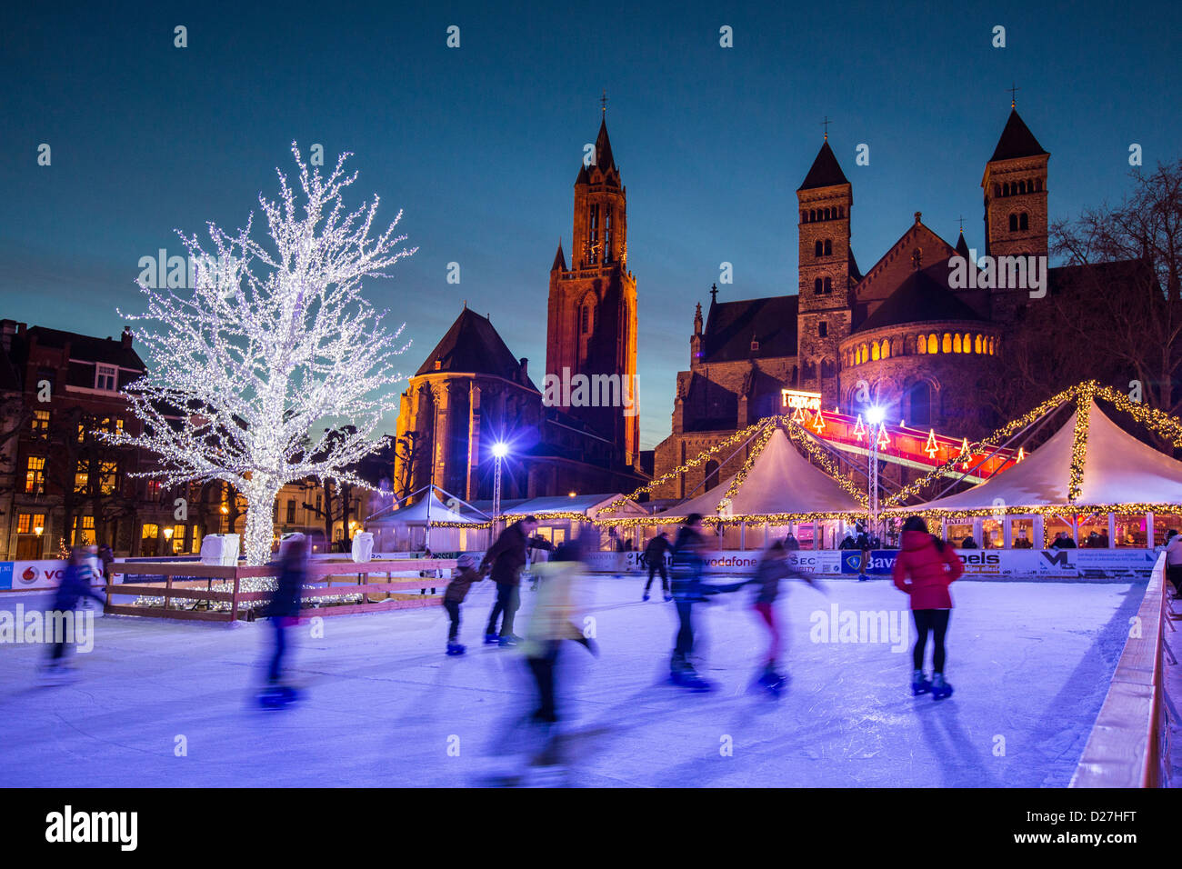 Skating and Christmas market on the Vrijthof square in the historic