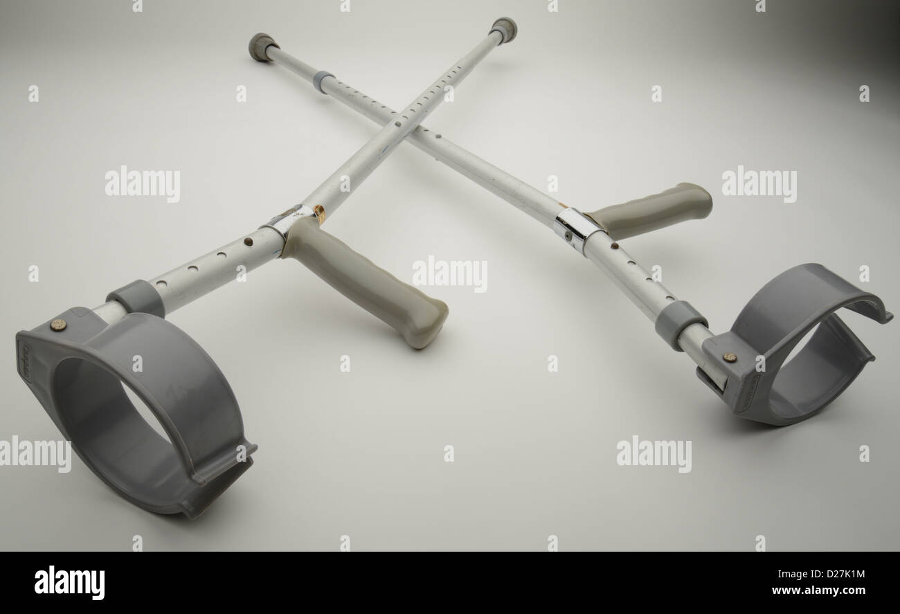 Pair of crutches Stock Photo Alamy