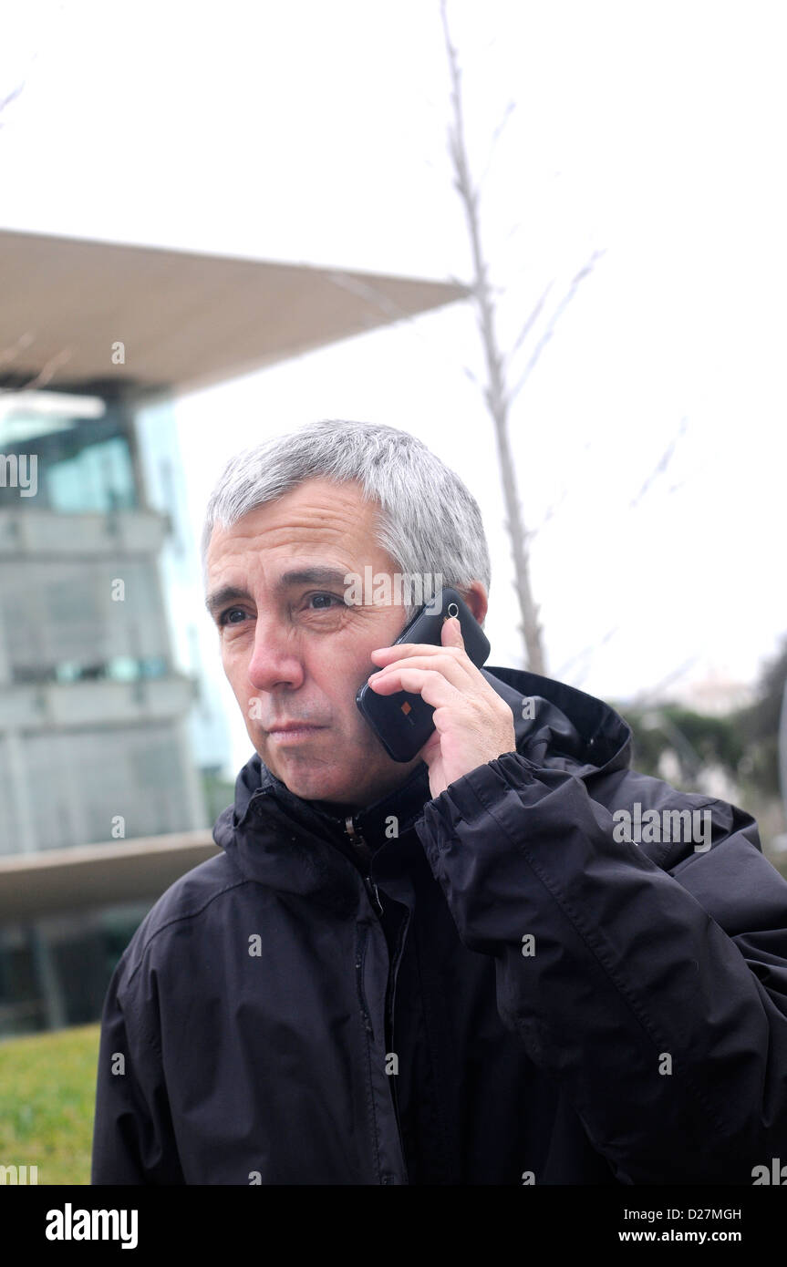Street Photography Middle Age Man Sad Listening News Smartphone
