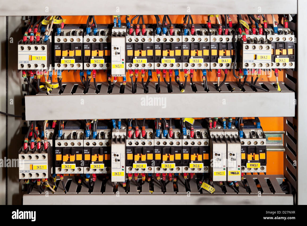 Electrical panel with fuses and contactors Stock Photo Alamy