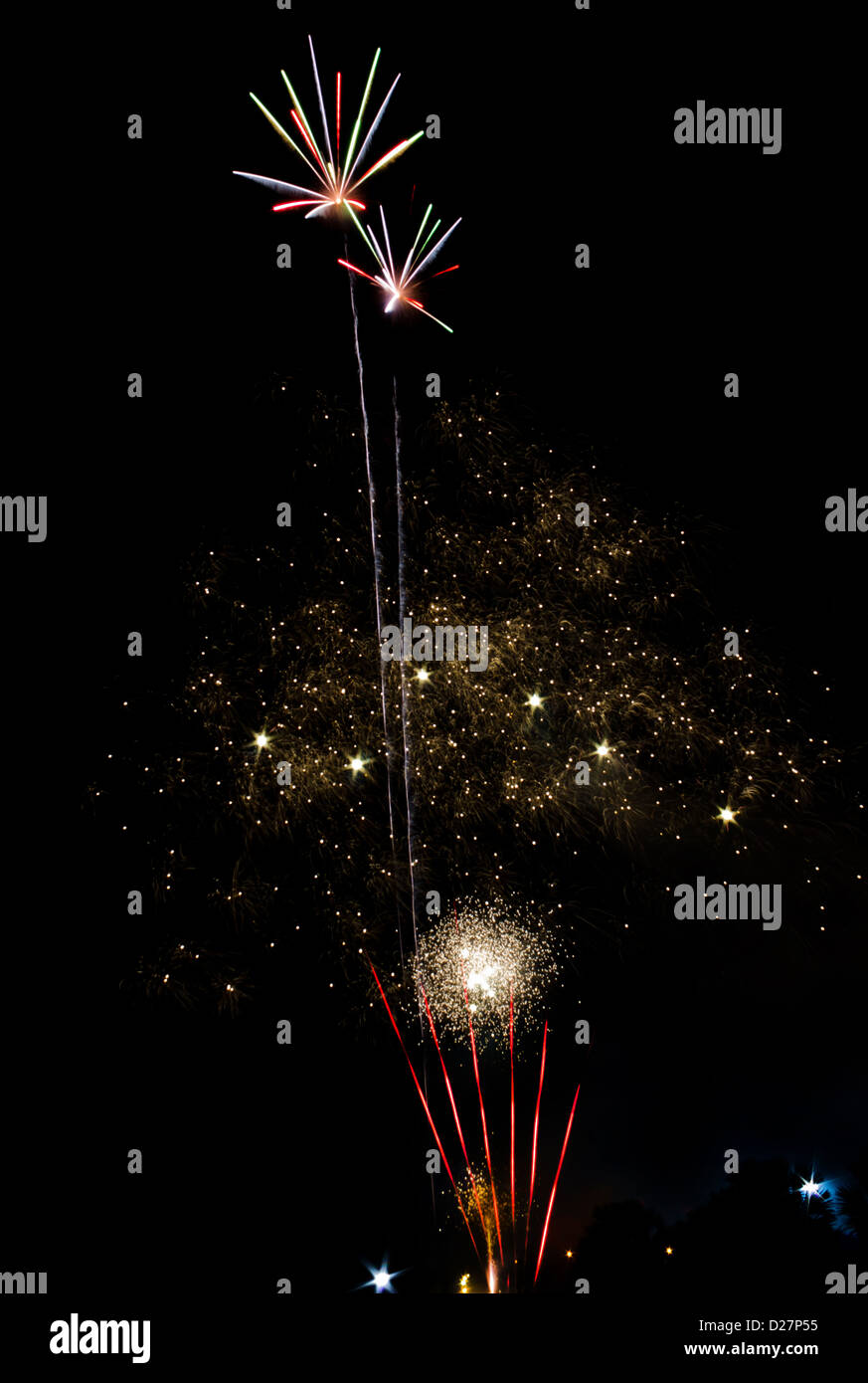 Firework Explosion for the Celebration of New Year Festival Stock Photo