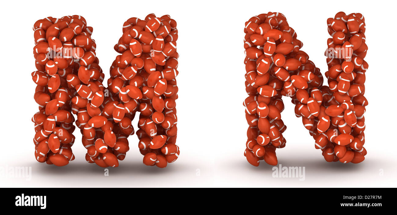 Letter M N Making From American Football Balls Stock Photo Alamy