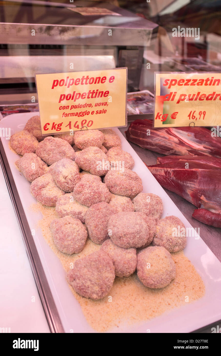 Horse Meat Products in Horsemeat Butchers Shop Venice Italy Stock Photo