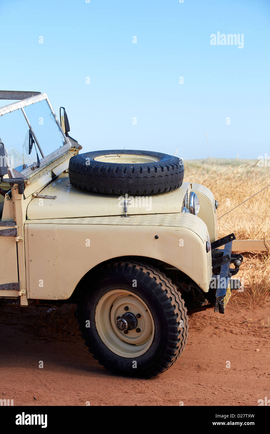 Front end of a vintage Land Rover Jeep Stock Photo