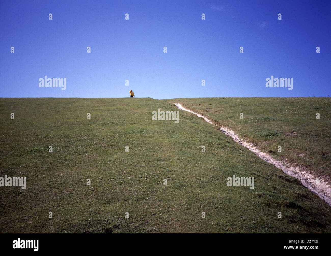 Chalk path, distant figure Stock Photo Alamy