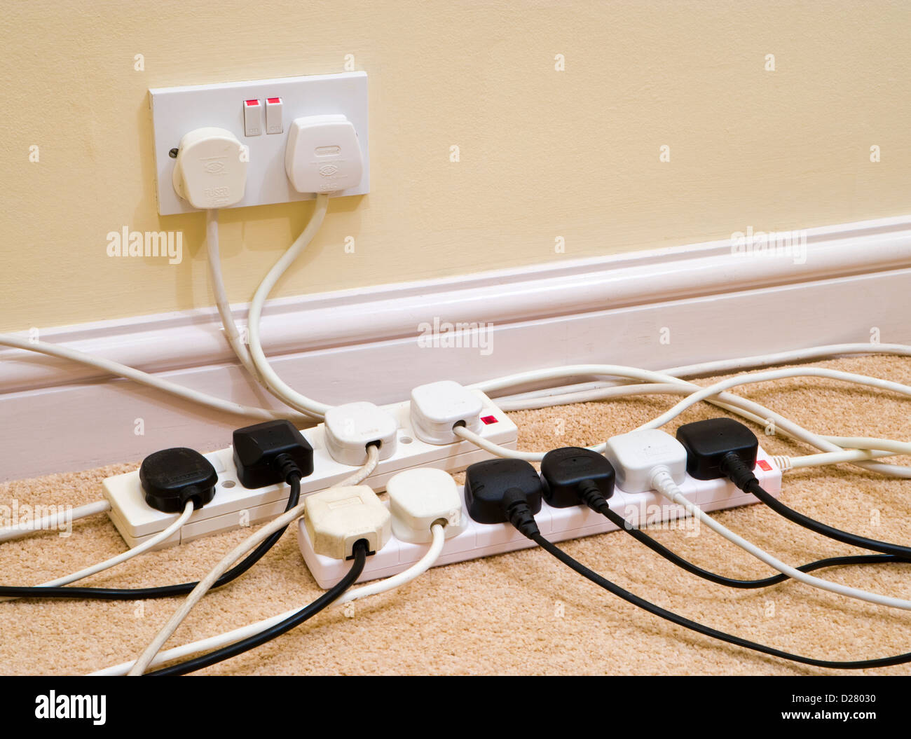 Multi sockets and plugs Stock Photo Alamy