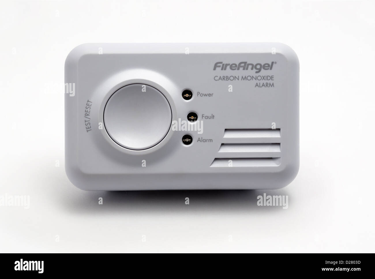 Carbon monixide alarm. Brand name FireAngel. Stock Photo