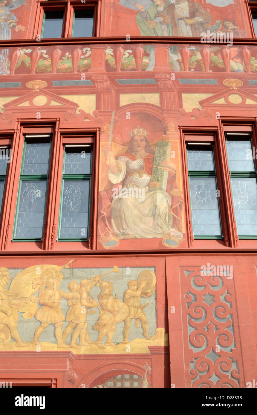Painted facade of The Rathaus (Town Hall), Basel, Switzerland Stock ...
