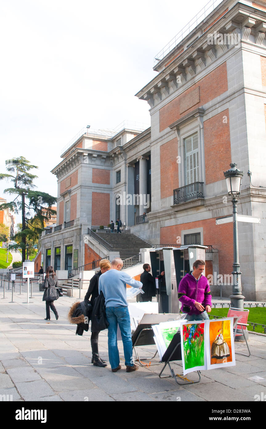 Vendor stall of pictures nearby The Prado museum. Madrid, Spain. Stock Photo