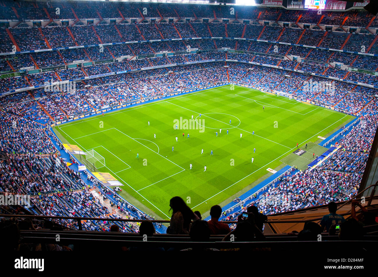 Real Madrid versus Getafe football match. Santiago Bernabeu stadium, Madrid, Spain. Stock Photo