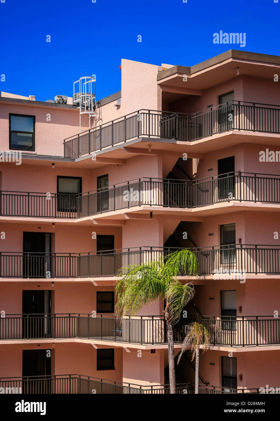 Flamingo Pink painted apartments on Siesta Key Island Sarasota Florida Stock Photo Alamy