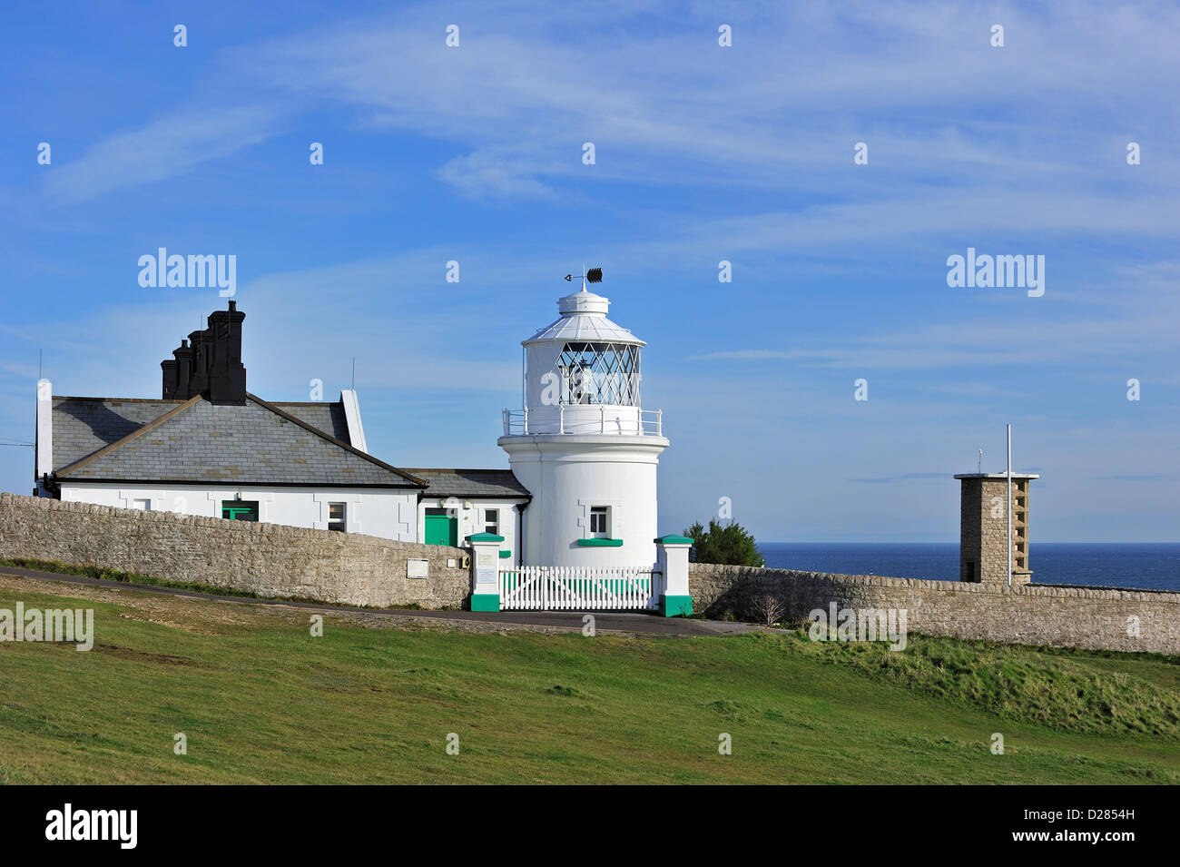 Anvil Point Lighthouse at Durlston Head on the Isle of Purbeck along the Jurassic Coast in Dorset, southern England, UK Stock Photo