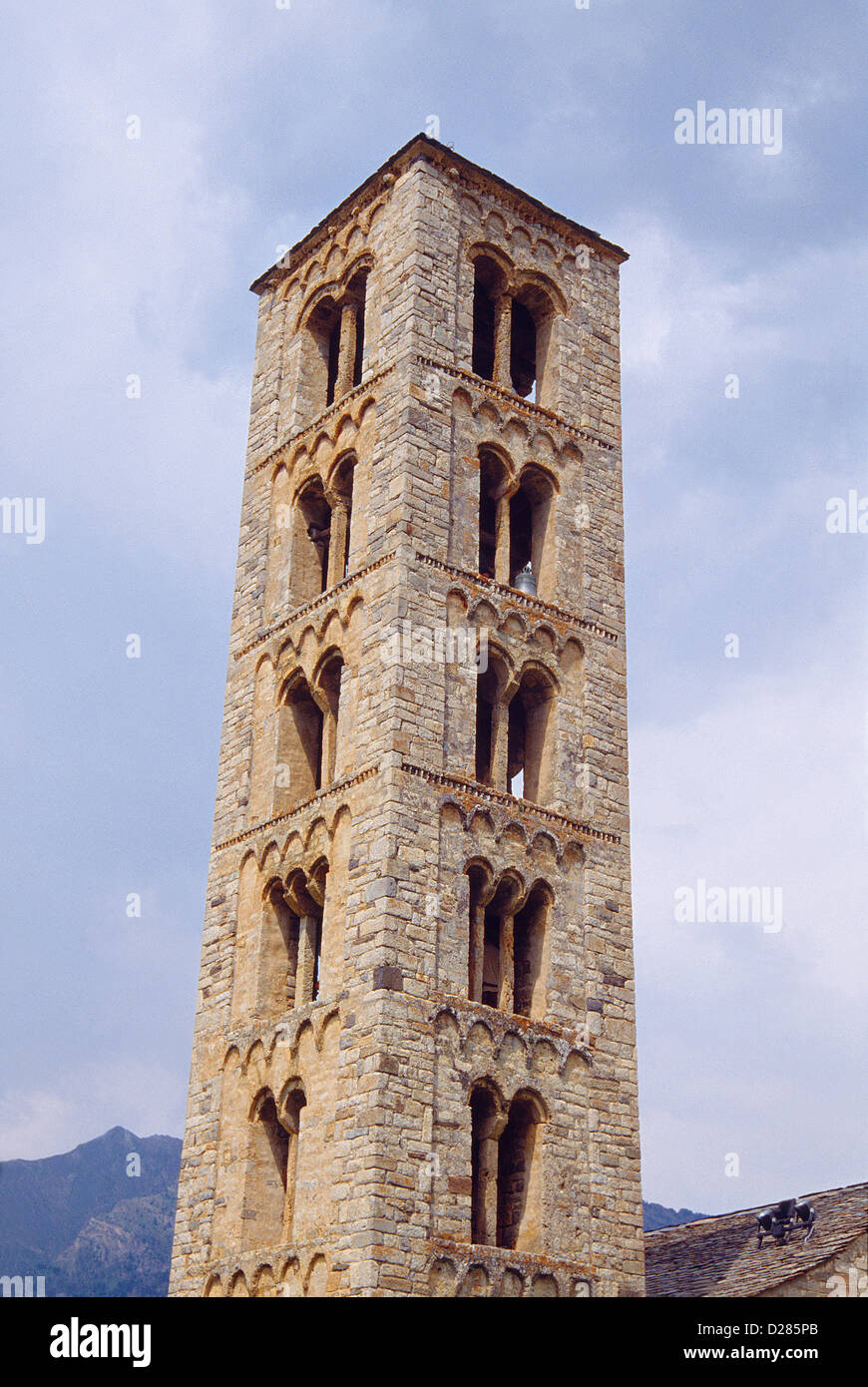 Tower of Sant Climent church. Taull, Lerida province, Catalonia, Spain. Stock Photo