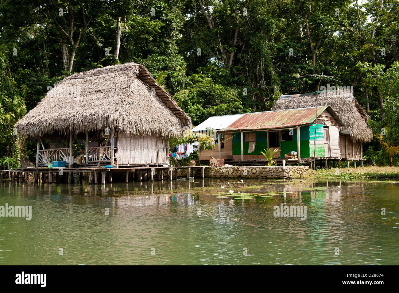 Guatemala, Lake Izabal. Indigenous people dwelling on Lake Izabal (Lago
