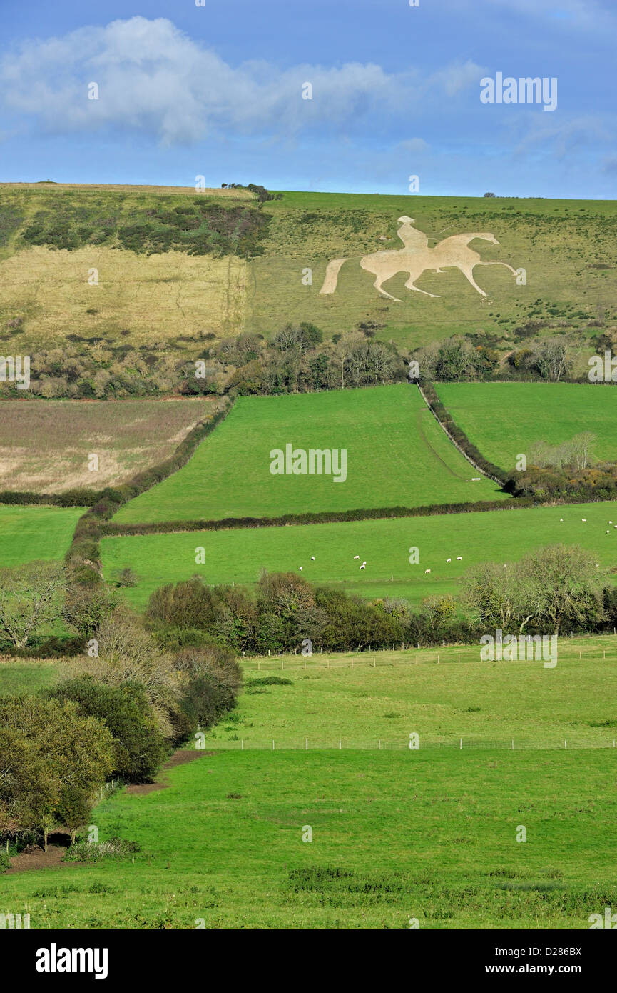 The Osmington White Horse, hill figure of III on horseback sculpted in 1808, Jurassic