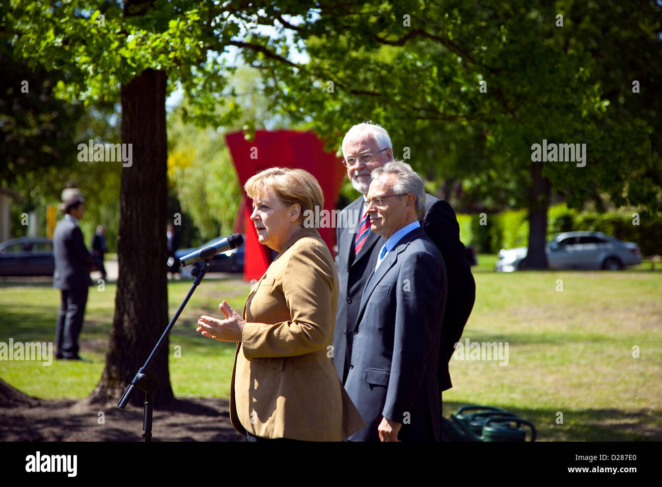 Büdelsdorf, Germany, Dr. Angela Merkel, Peter Harry Carstensen, Guenther Fielmann Stock Photo