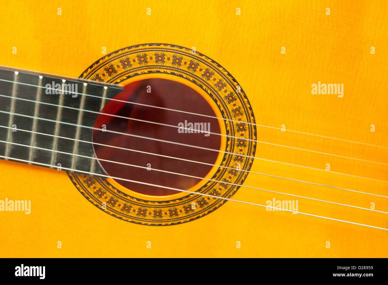 Detail of Spanish guitar. Stock Photo