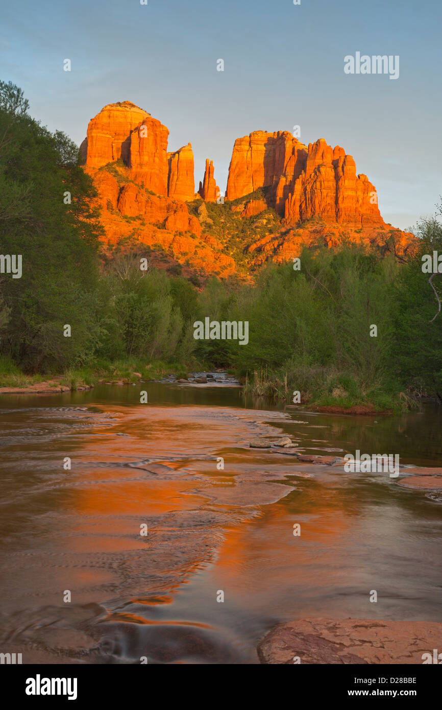 Cathedral Rocks reflect into Oak Creek from Red Rock Crossing in Sedona