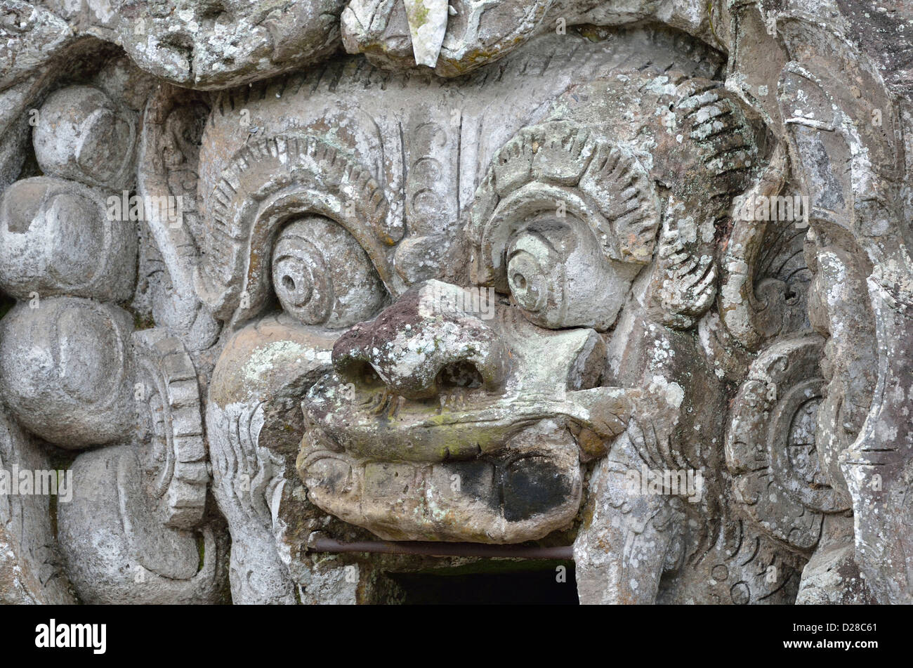 The entrance of the Elephant cave in the hindhu temple of Goa Gajah in Ubud; Bali, Indonesia. Stock Photo