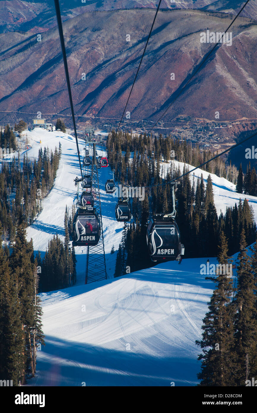 USA, Colorado, Aspen, Aspen Mountain Ski Area, Silver Queen Gondola