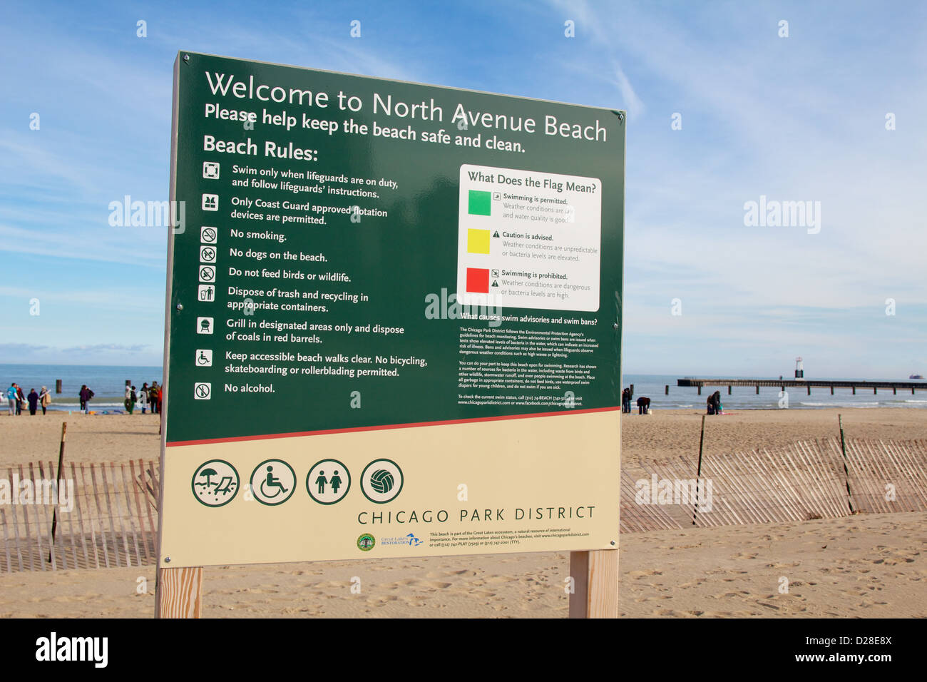 Beach rule sign. North Avenue Beach Chicago Illinois Stock Photo Alamy