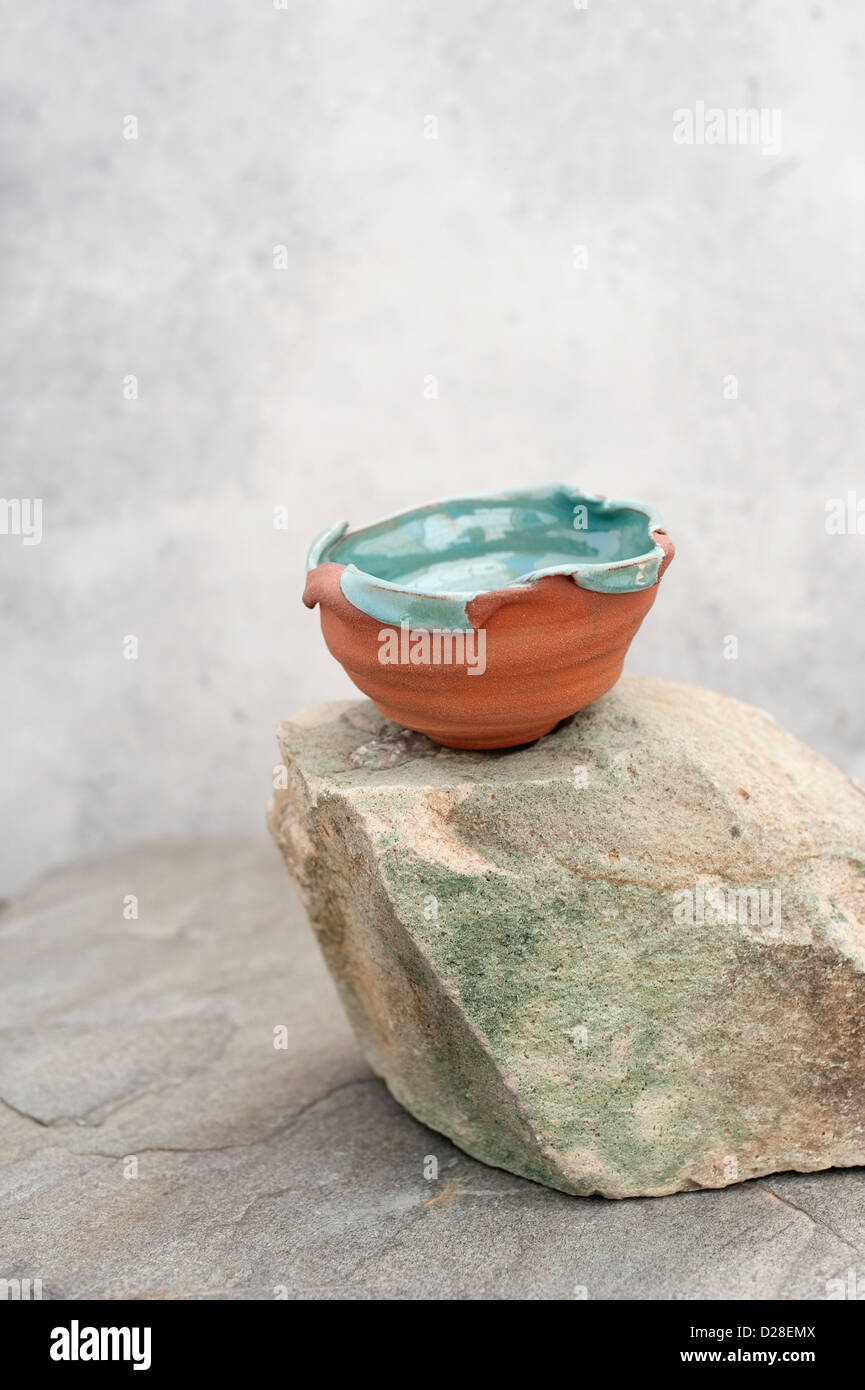 A beautifully imperfect ceramic bowl. Stock Photo