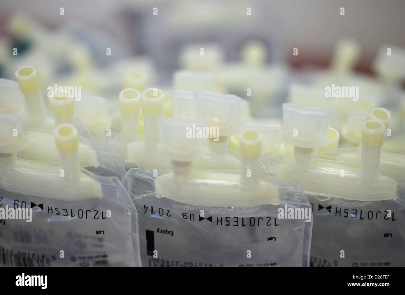 Stack of Saline solution bags for intravenous infusion Stock Photo Alamy