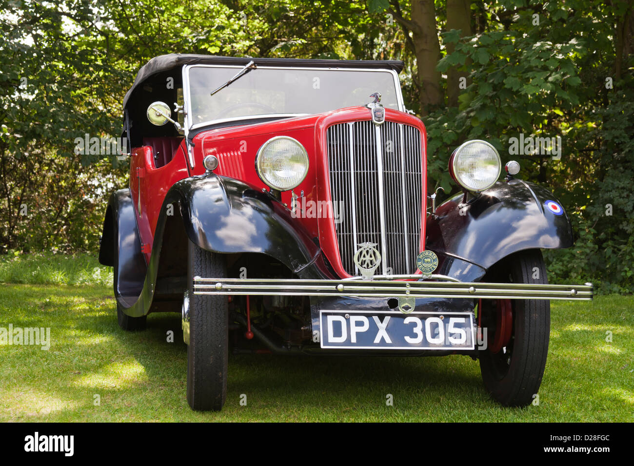 Morris 8 vintage car in red Stock Photo