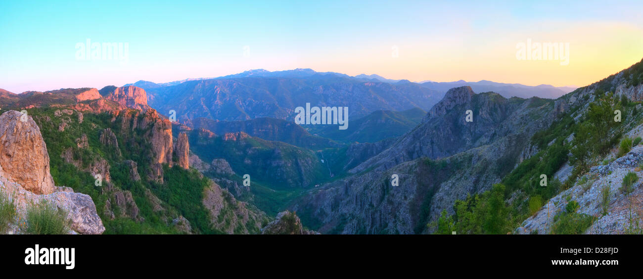 Panoramic view of mountains in Bosnia & Herzegovina on the Montenegro border. Stock Photo