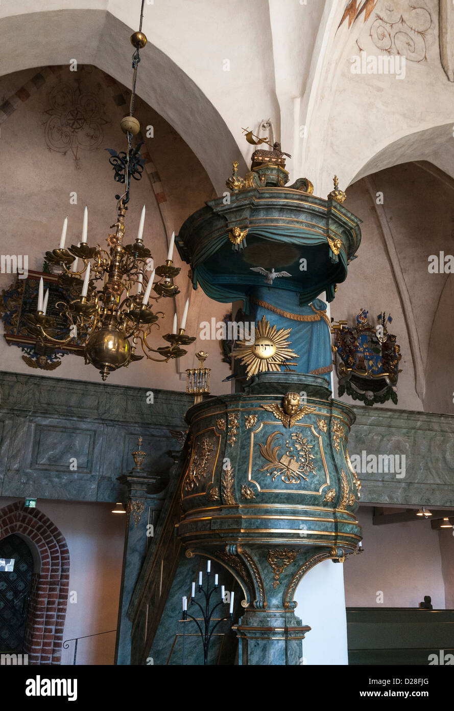 The decorative interior of Porvoo Cathedral in Old Porvoo, Finland Stock Photo