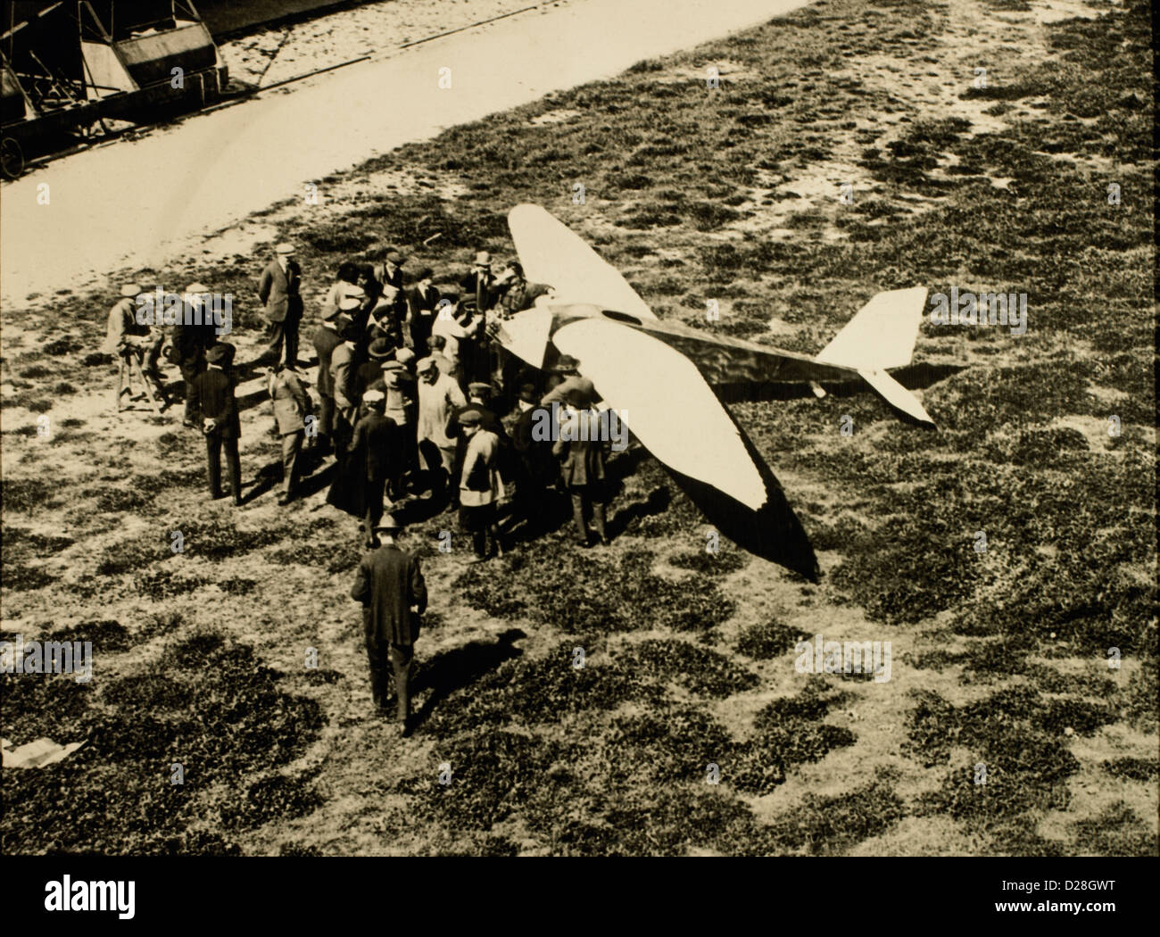 Georges Barbot Seated in Motorized Glider, Made First Round-Trip, Cross-Channel Flight Between France, &  England, April 1923 Stock Photo