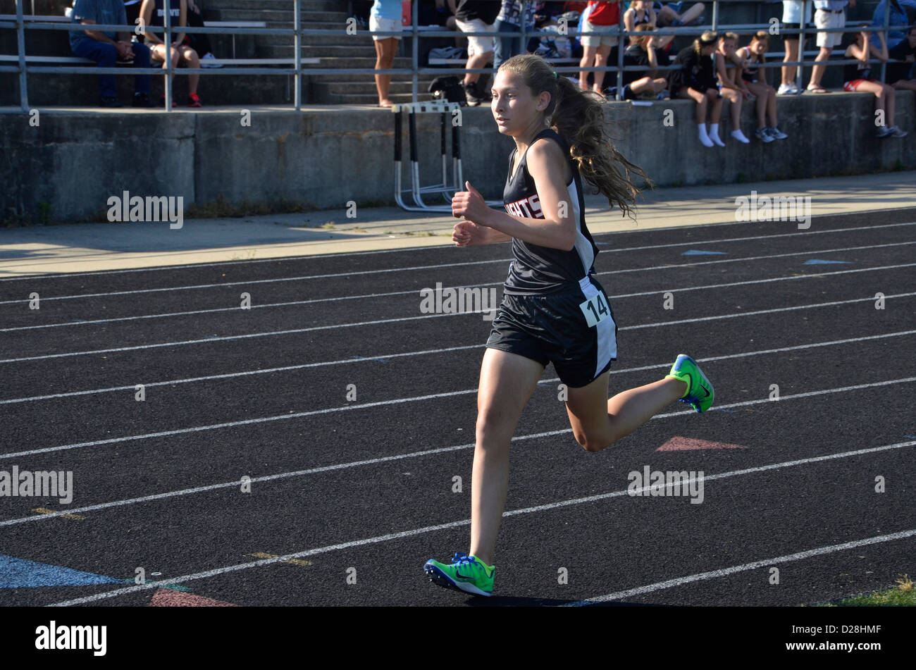 Runners in a high school track meet Stock Photo Alamy