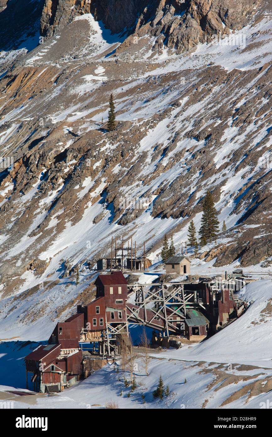 USA, Colorado, Monarch, ruins of the Madonna Mine, winter Stock Photo