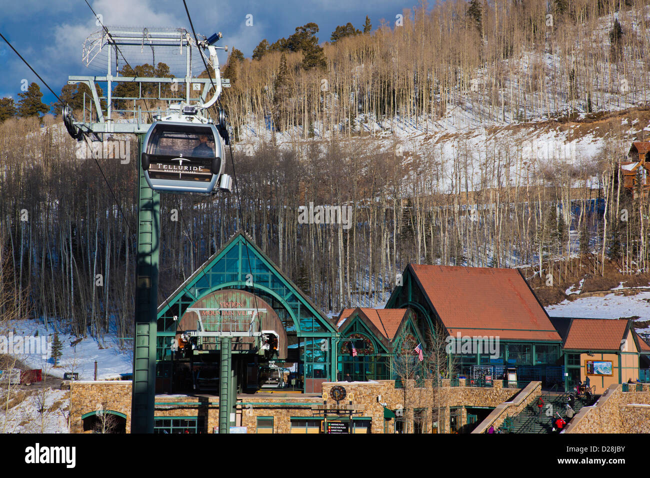 USA, Colorado, Telluride, Mountain Village Ski Area gondola Stock Photo Alamy