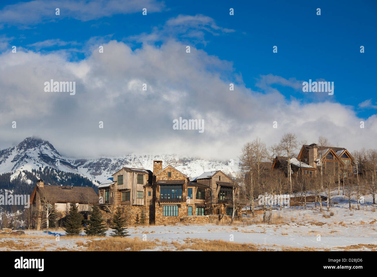 USA, Colorado, Telluride, Mountain Village Ski Area, ski condos Stock