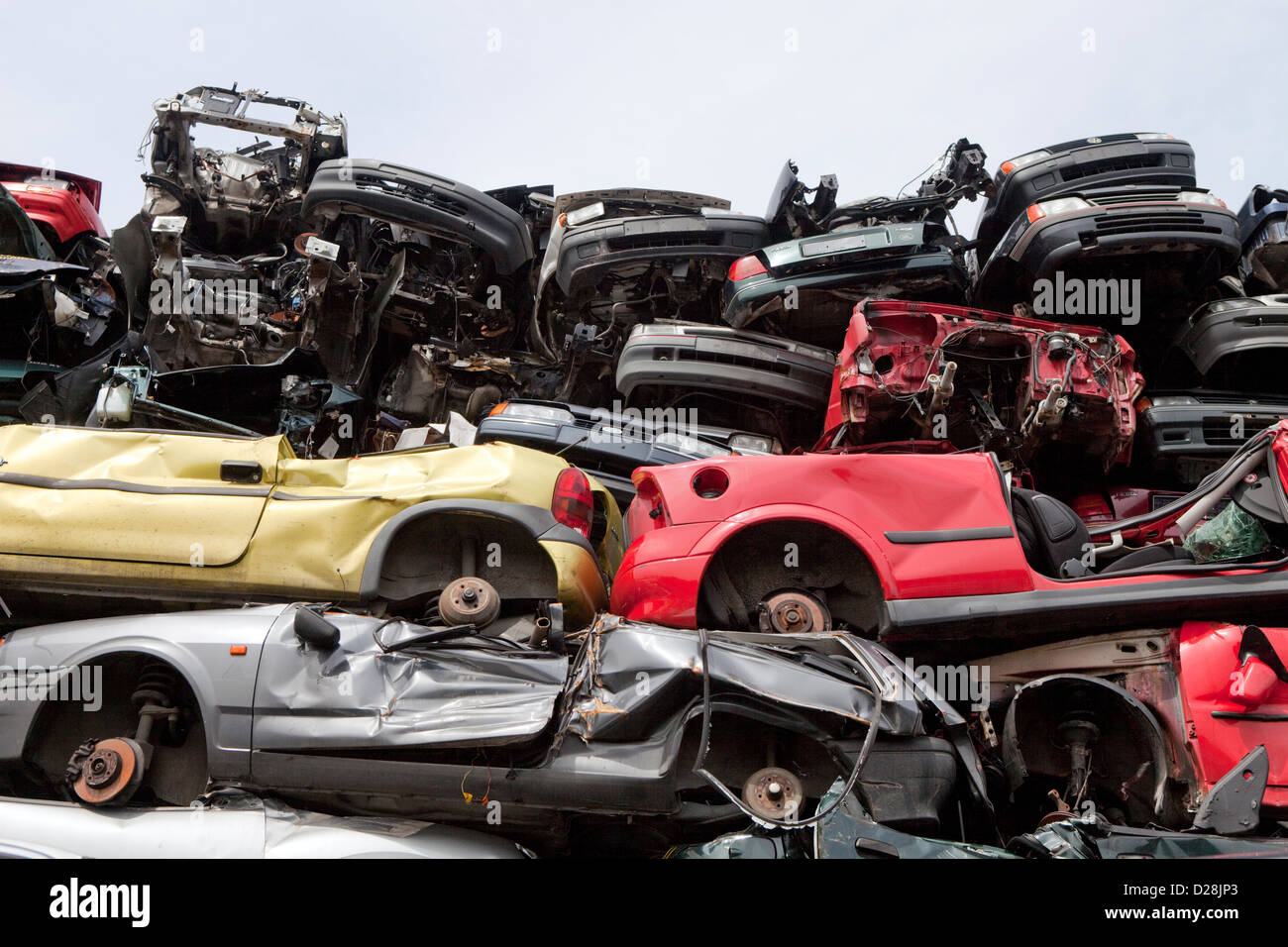 Ruhr, Germany, over stacked cars in a junkyard Stock Photo Alamy